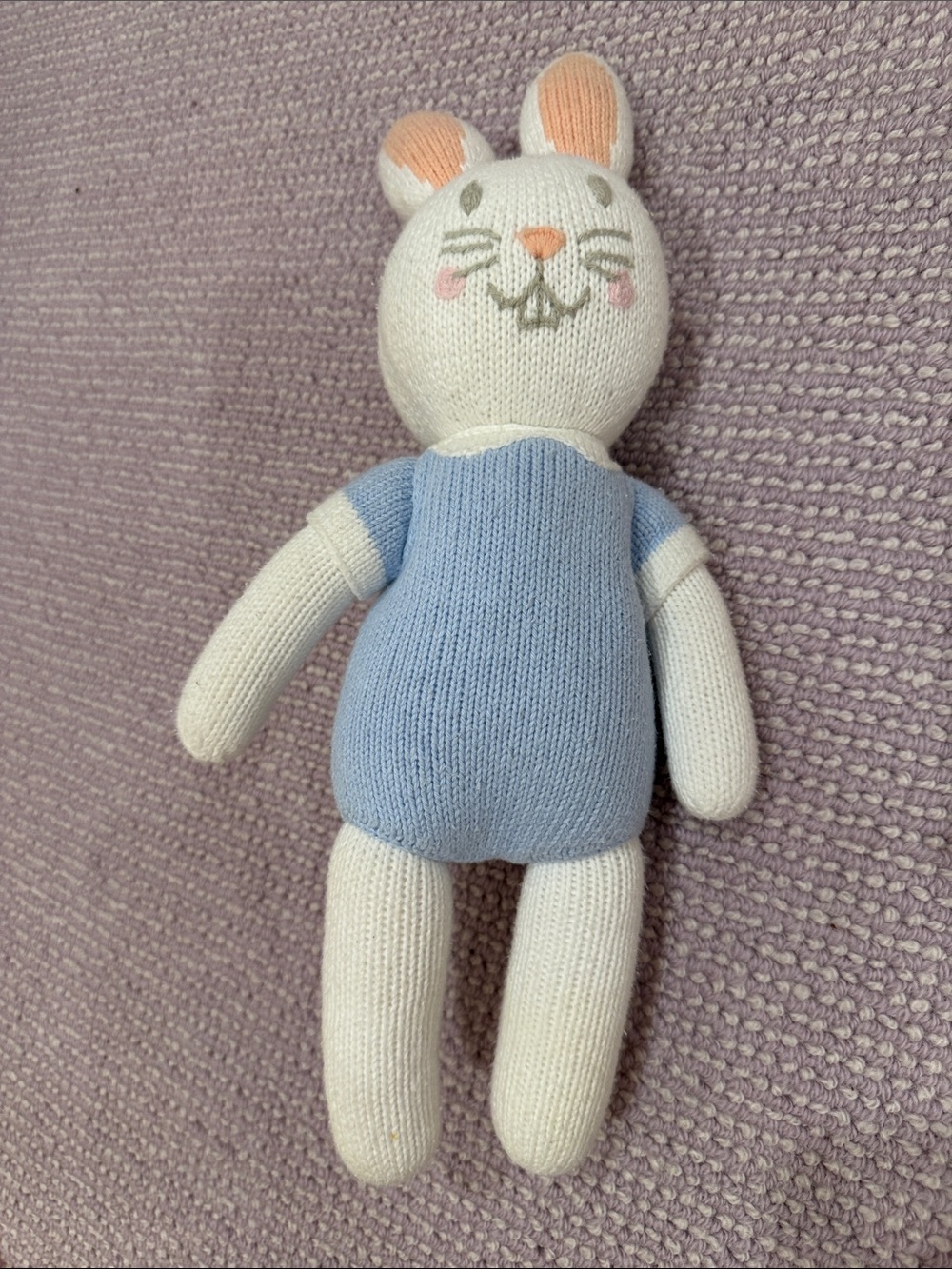 The Beaufort Bonnet Company Knit Bunny Toy - Blue, White, Peach